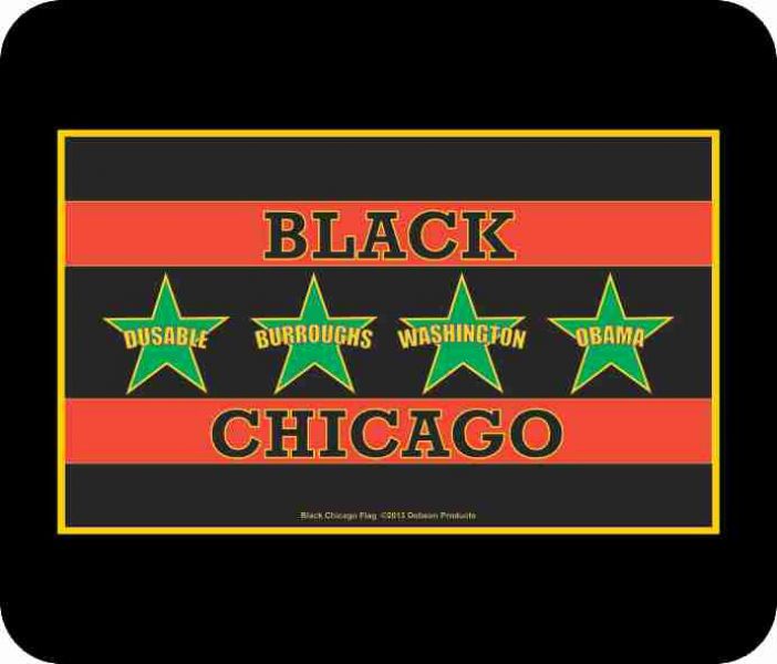 Black Chicago Flag Black Art  Mouse Pad